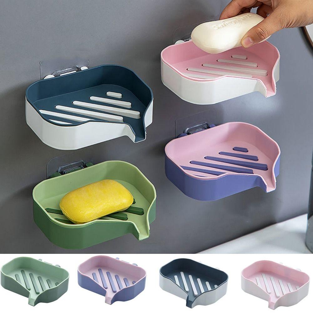 Wall-mounted Double Layer Soap Holder Punch-Free Draining Soap Storage Rack Soap Dishes Shower