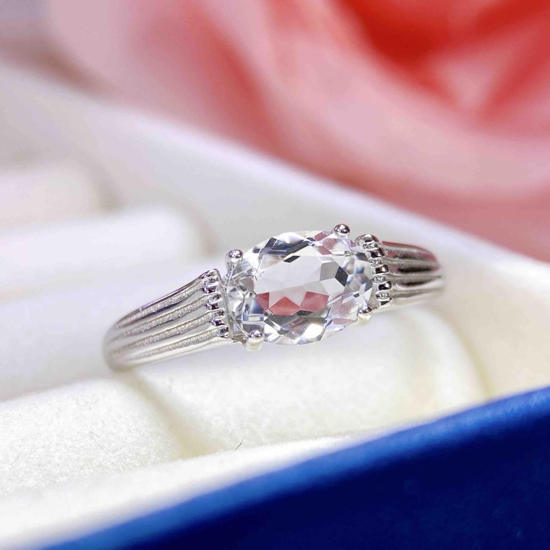 2025 Women s S925 Silver Ring with Natural White Crystal – Simple, Fashionable Design Adjustable Opening