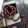 Natural Wood Cross Rosary Pendant Necklaces Catholic Jesus Bead Necklaces for Men Women Jewelry Christian Religious Gift