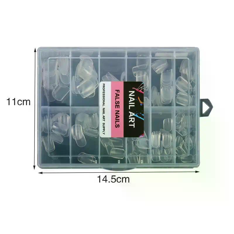 216 PCS Seamless Press On False Nail Tips Transparent Full Cover Fingernail Tip Half Matte Long Coffin Almond Artificial Nails