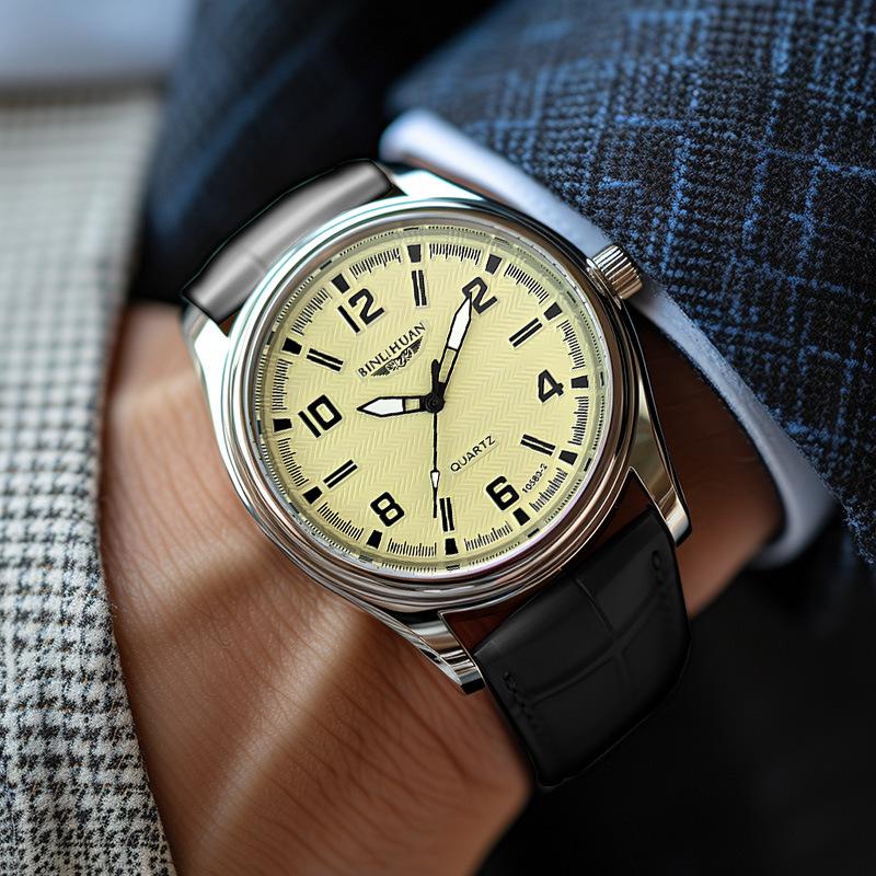 Men Wristwatch Business Quartz Clock Leather Sport Watch
