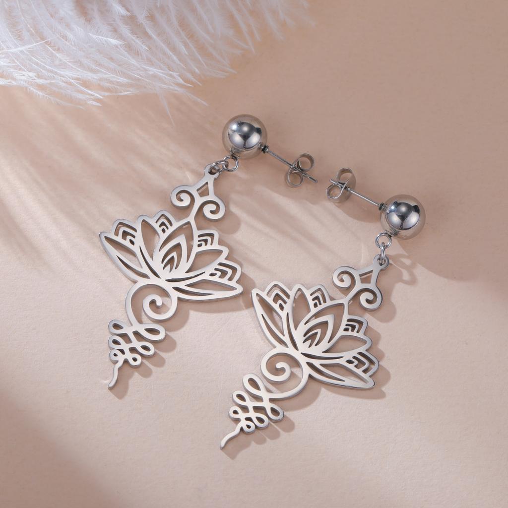Vintage Unarome Lotus Women's Earrings Stainless Steel Yoga Symbol Earrings Valentine's Day Gift
