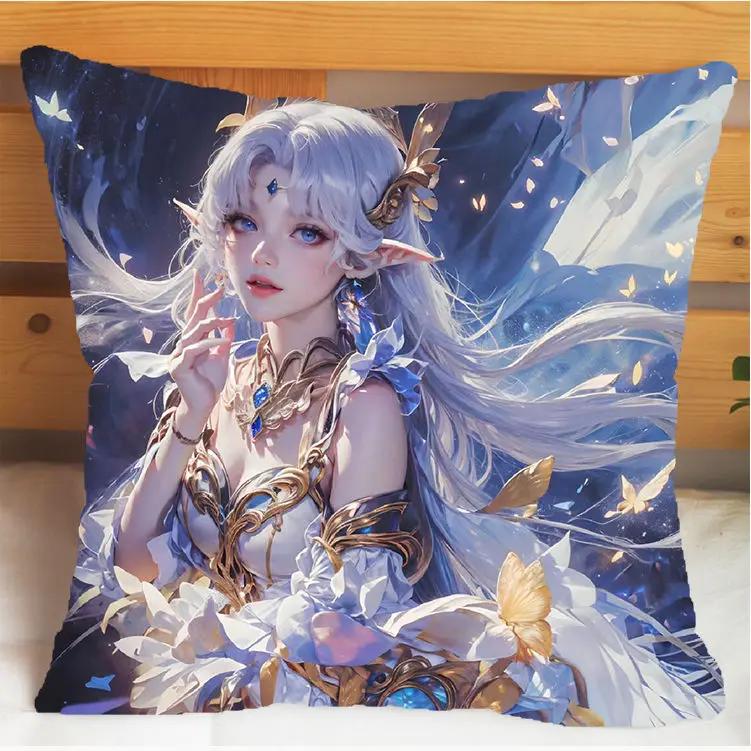 Arena of Valor Honor of Kings Diao Chan Pillow and Pillowcase Cushion Cover Case Double Sided Print Plush Throw Pillows 40x40cm