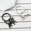 Minimalist Black Cat Stainless Steel Keychain Simple Fashion Design Stylish Couple Keyring Practical Daily Bag Pendant