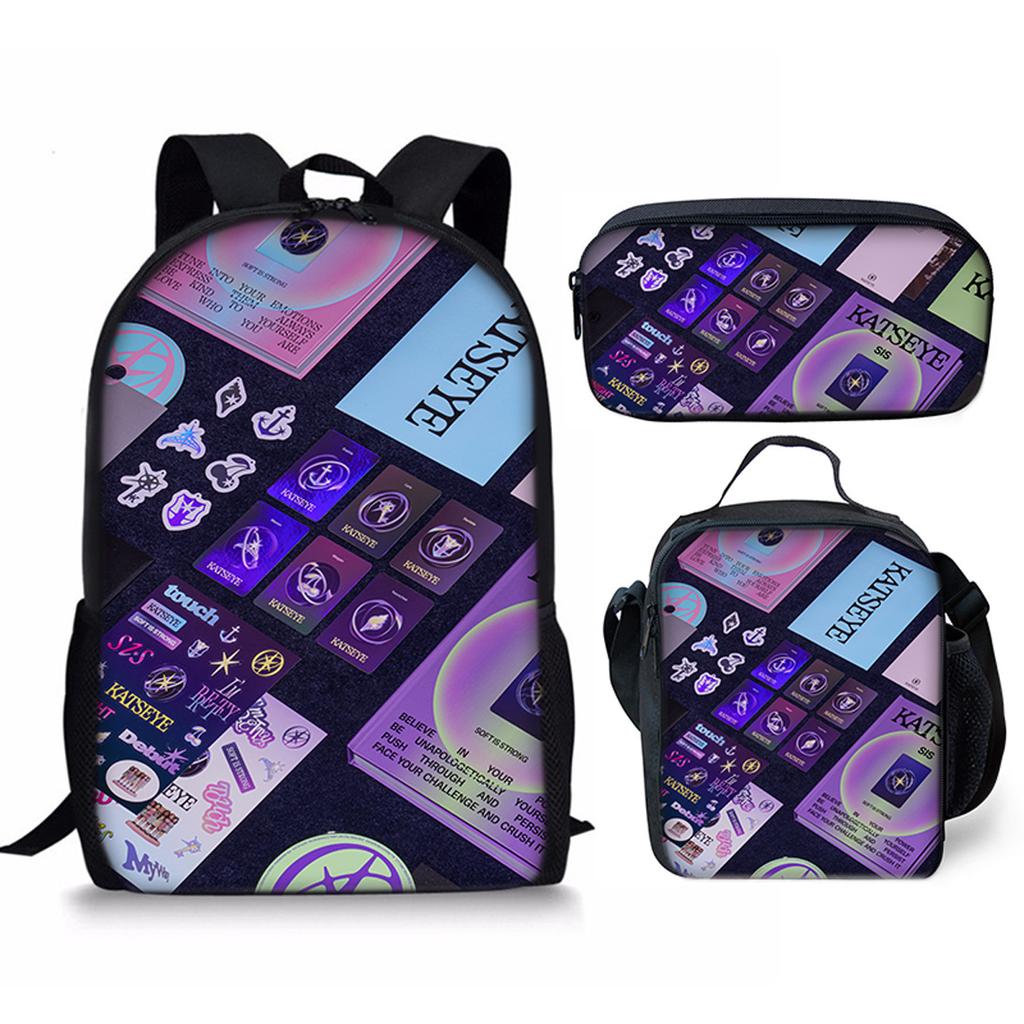 Luxury Popular Funny Novelty Kpop Katseye 3D Print 3pcs/Set pupil School Bags Laptop Daypack Backpack Lunch bag Pencil Case