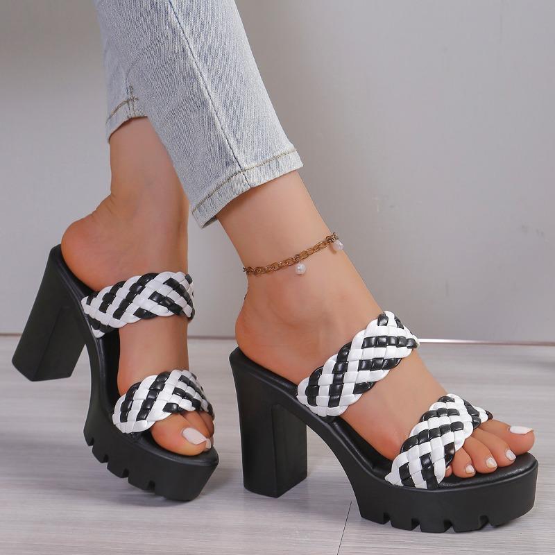 Fashion Women High Heels Slippers Platform Beach Dress Shoes Flip Flops 2024 Summer New Fashion Sandals Open Toe Slides Zapatos Mujer