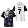 Anime Blue Lock Nagi Seishiro Korte Mouw T‑Shirt, Voorkant Karakter Kunst Achterkant Nr. 7 Nummer Print Raglan Tee, Casual Voetbal Anime Fan Zomer Top