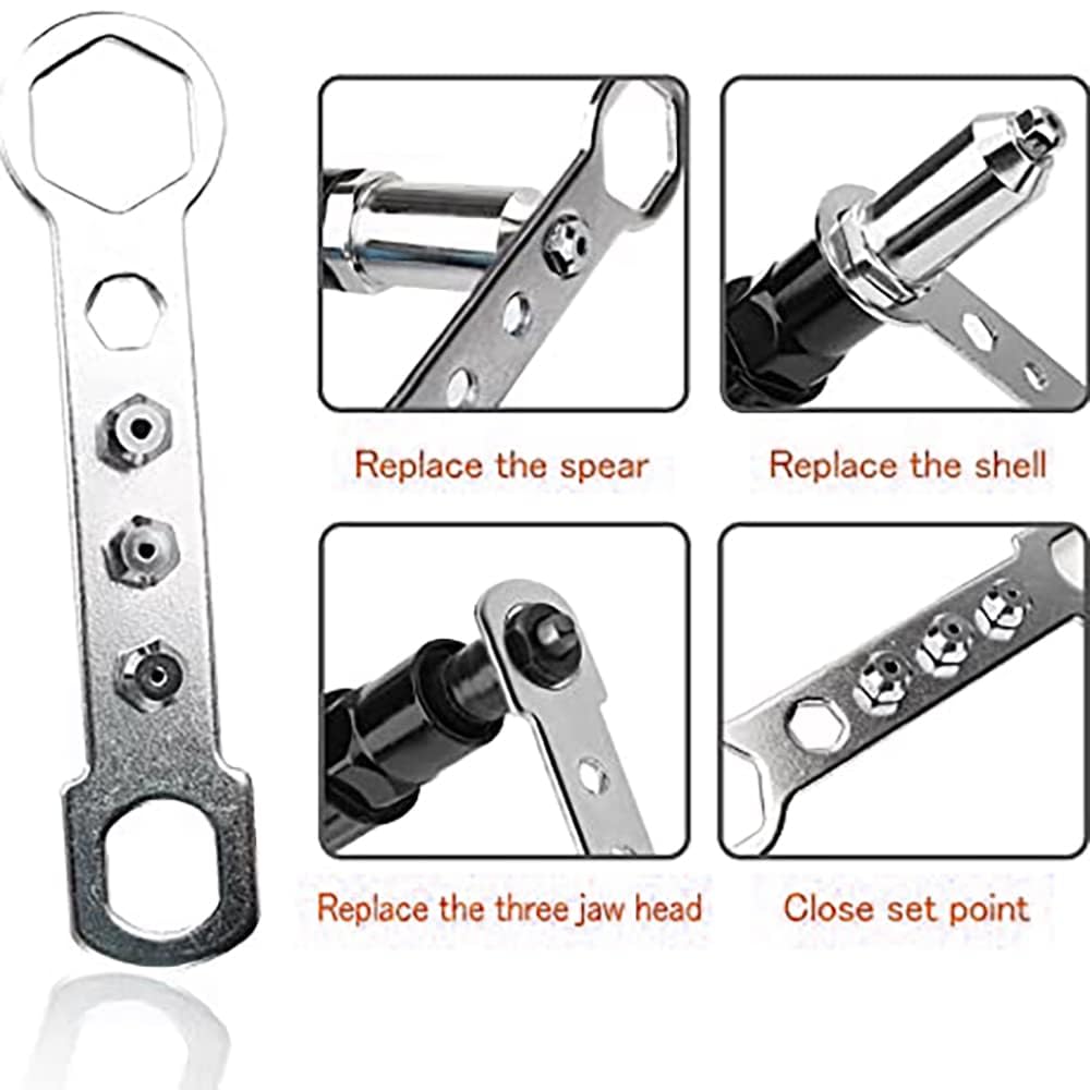 YWHWLX Riveter Rivet Nut Electric Rivet Nut Rivet Hand Riveter with Hex Tool, Gun, Gun, Tool, Wrench, 2.4mm/3.2mm/4.0mm/4.8mm (Black-02)