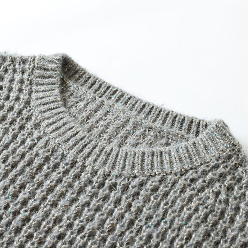 Autumn/Winter 2026 High-End Grey Wool Knitwear Korean Loose Slimming Women's Pullover Top