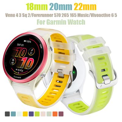 18mm 20mm 22mm Translucent Silicone Watch Strap For Garmin Forerunner 570 265 165 265S/Venu 4 3 2/Vivoactive 6 5 4 Watch Bands