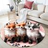 Cartoon Fox Pattern Round rug,Carpet Rug for Living Room Bedroom  Playroom ,Non-slip Floor Mat,Holiday Gifts and Birthday Gifts.