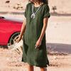 Polyester Solid Color Basic Short Sleeve A Line Dress For Office Women