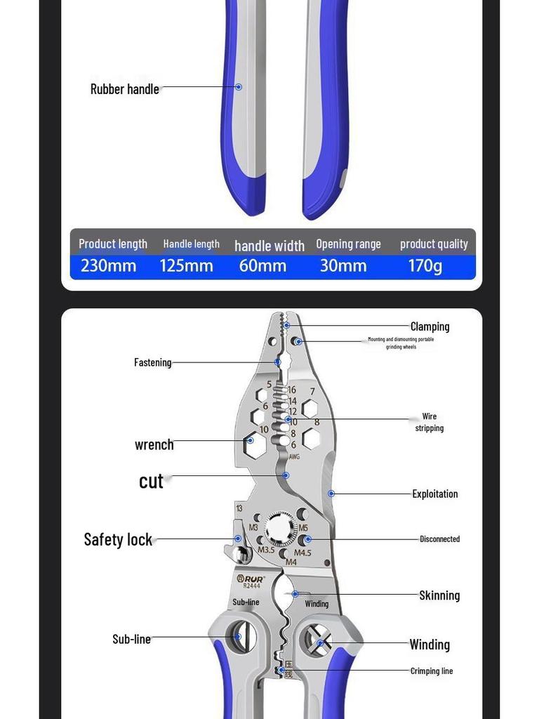 Pro-Grade Multifunction Electrician's Wire Stripper and Cutter Tool Pliers