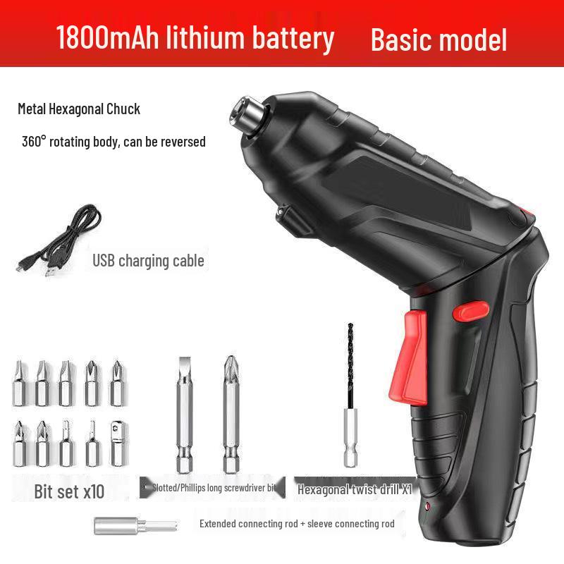 15-Piece Rechargeable Folding Electric Screwdriver Set with Phillips and Slotted Bits