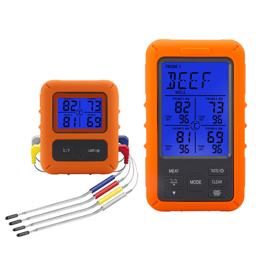 Trådlös Kötttermometer Digital Fjärrstyrd Grilltermometer 4 Sonder 9 Köttlägen