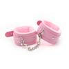 BDSM Bondage Adjustable PU Leather Plush Pink Handcuffs Footcuffs Ankle Cuffs Slave Restraints Sex Adult Flirting Toy for
