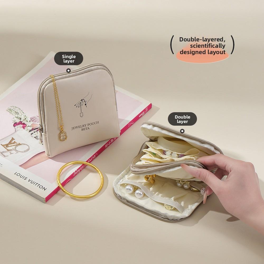 Pu Jewelry Organizer With Letter Pattern For Travel And Gift Use