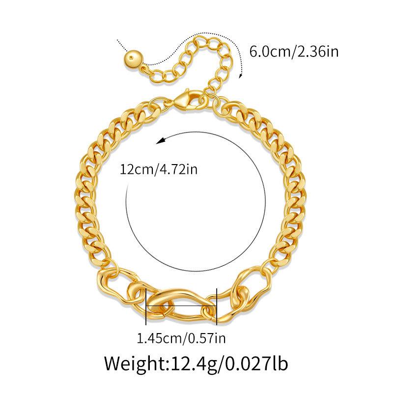 Women S Copper Plated 18k Gold Cuban Chain Handmade Vintage Bracelet