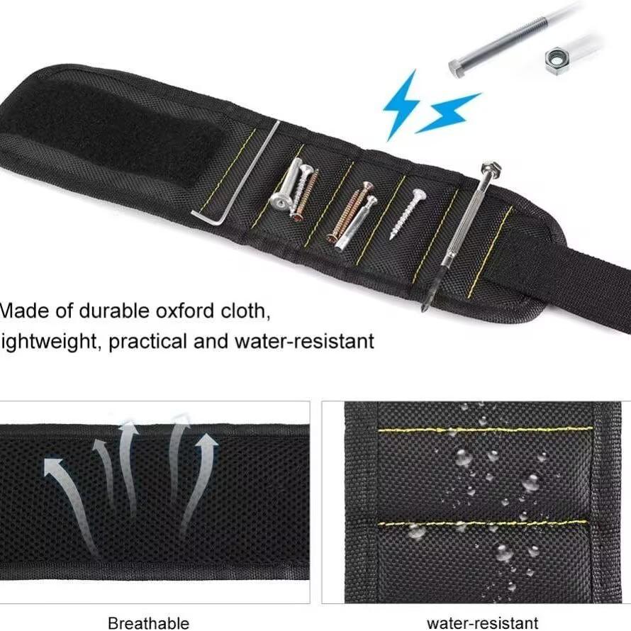 Magnetic Bracelet with Strong Magnets To Hold Screws, Nails, Drills, Great for Your Tool Bag
