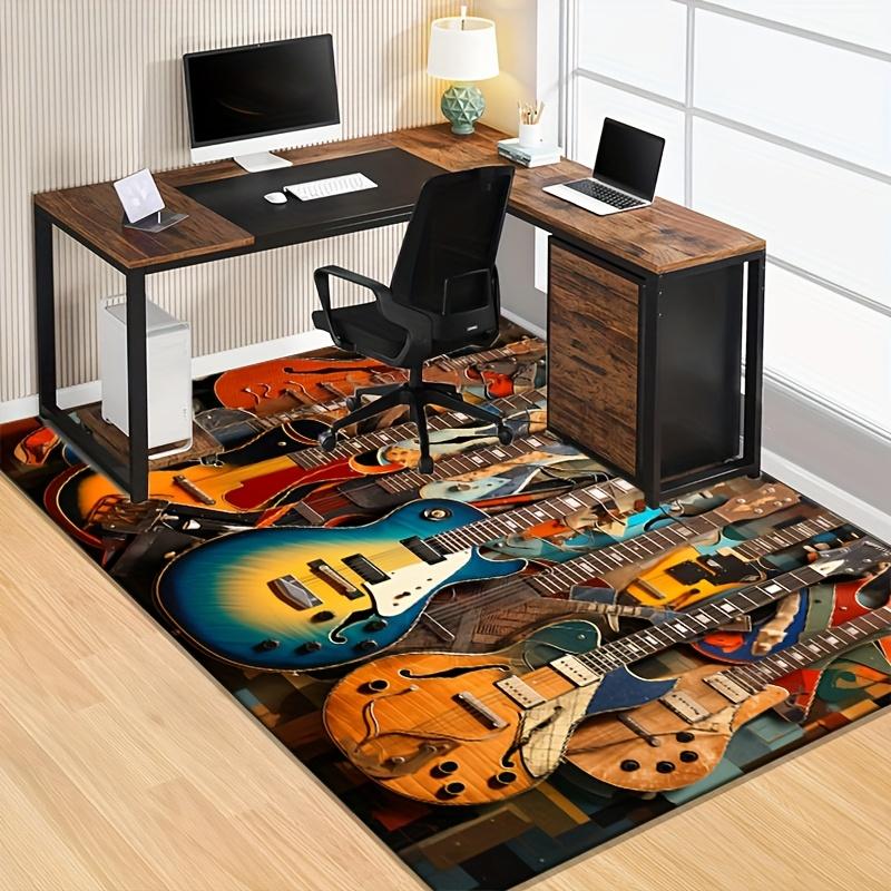 3D Guitar Print Flannel Rug - Luxurious Anti-Slip Carpet for Living Room, Bedroom & Laundry Room, Machine Washable