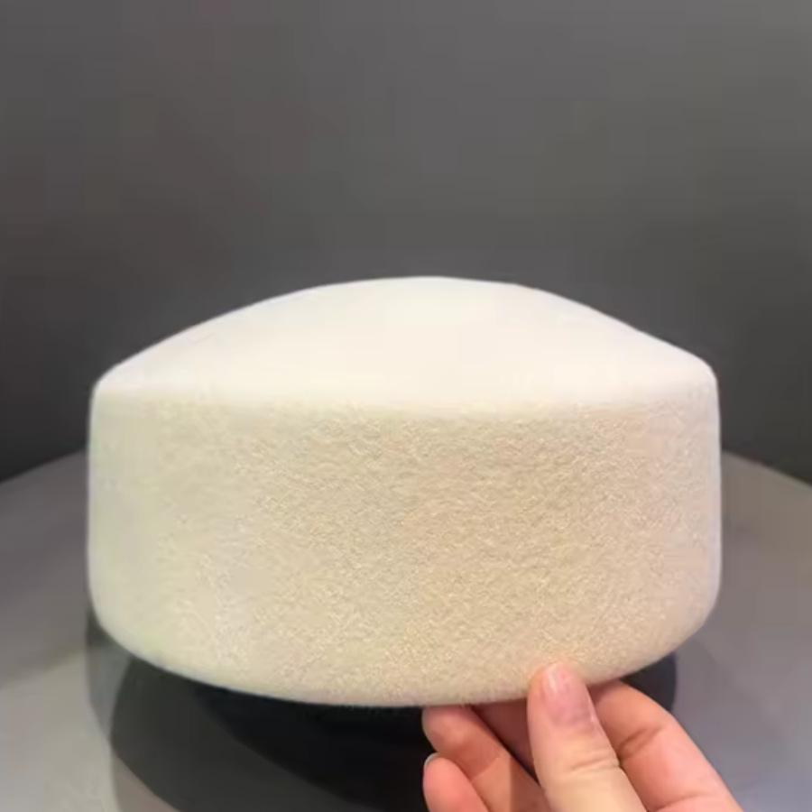 Neue Damen 100% Woll-Barettmütze - Herbst/Winter Französische Filz-Flachkappe Pillbox-Stil