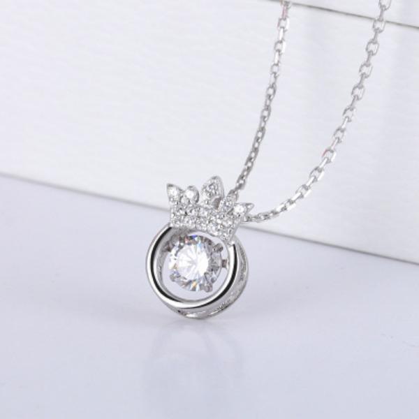 Agile Korean Style Collarbone Chain Fashion Crown Heartbeat Necklace for Women