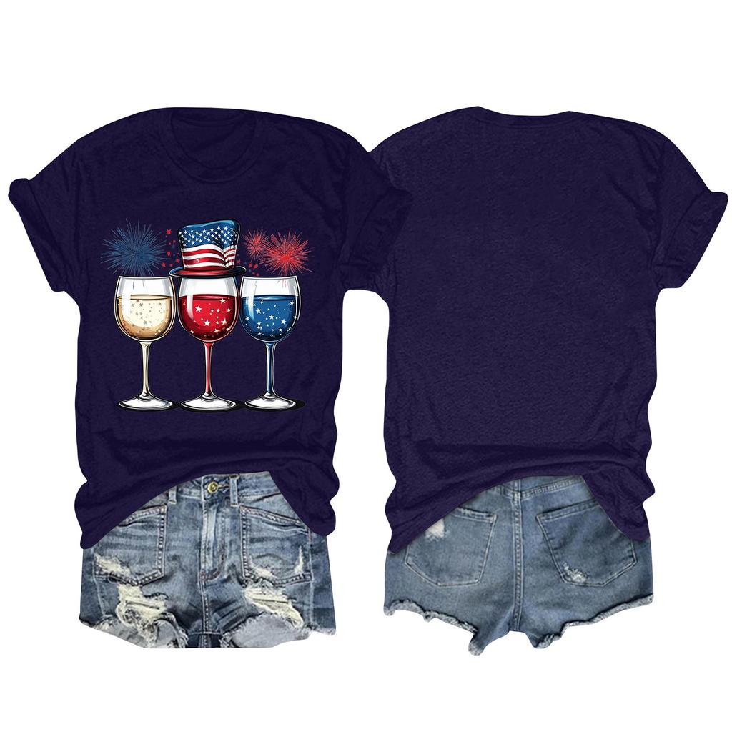 Women's Fashion Plus Size Vintage LA Print Casual Short-Sleeved Top