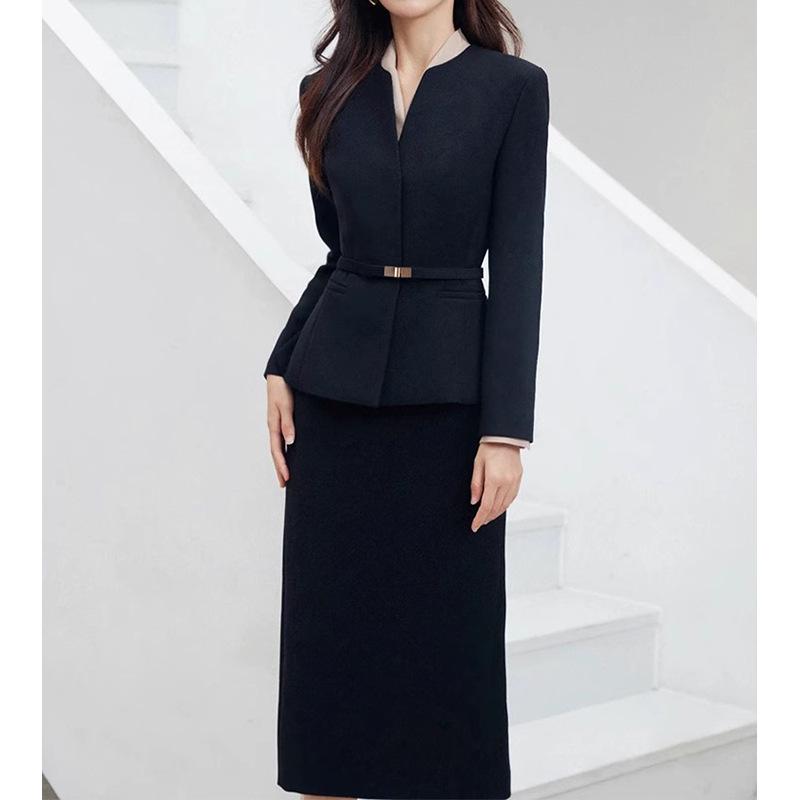 Elegante Conjunto de Falda Blazer de Cintura Alta