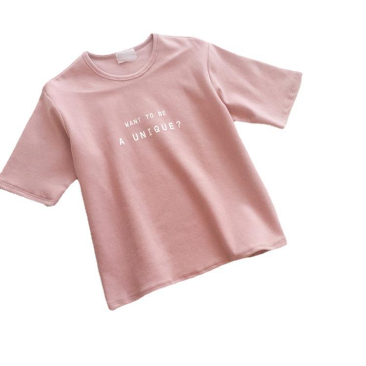 Nové letní korejské verze písmen Volné tričko s krátkým rukávem pro ženy Kulatý výstřih Oblečení pro studenty Topy pro ženy