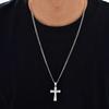 Vintage Religious Jesus Cross Pendant Necklace, Stainless Steel Chain Necklace for Men Church Prayer Faith Jewelry