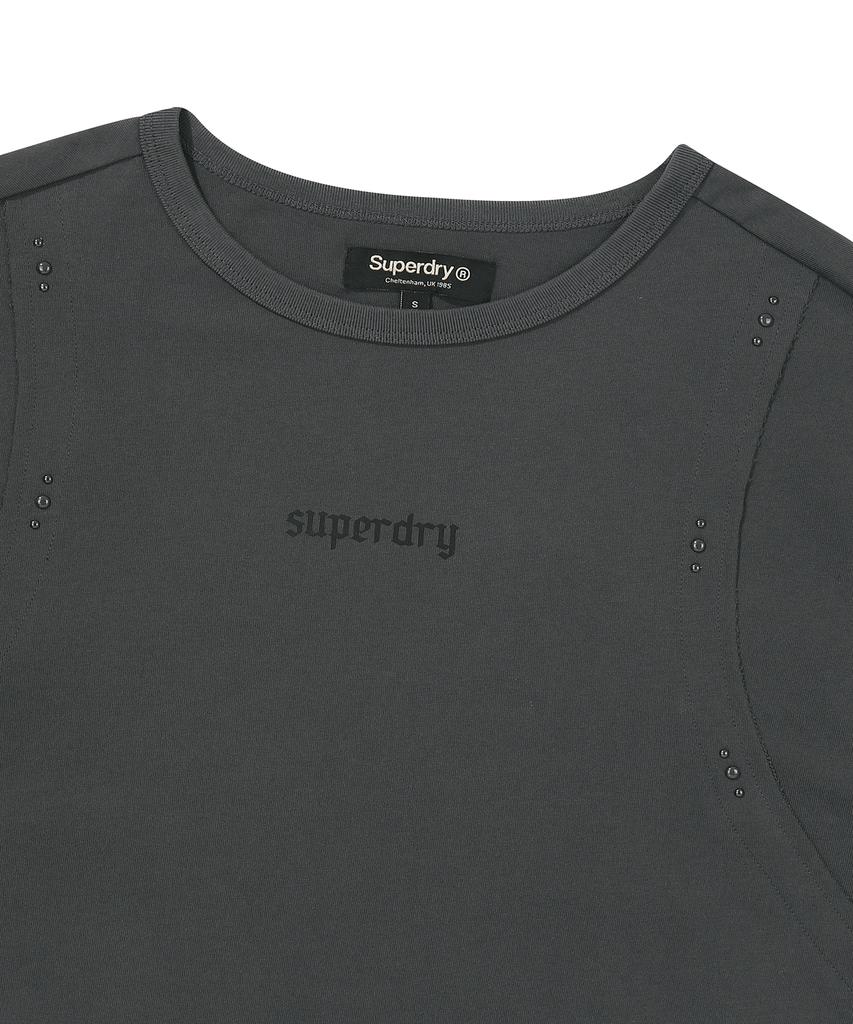 Syupeodeulai Women'S Studded Detail T-Shirt Charcoal Sdfiscq44Chl