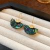 Retro Smudged Fan-shaped Fringed Ear Hook Women's Fashion Niche Exquisite Earrings Exaggerated Personality Design Earrings Advanced Sense
