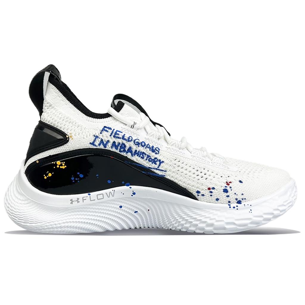 Under Armour Curry 8 Slip Resistant Abrasion Resistant Low top Basketball Shoes Unisex White Black 3024785-111(Team40-30)
