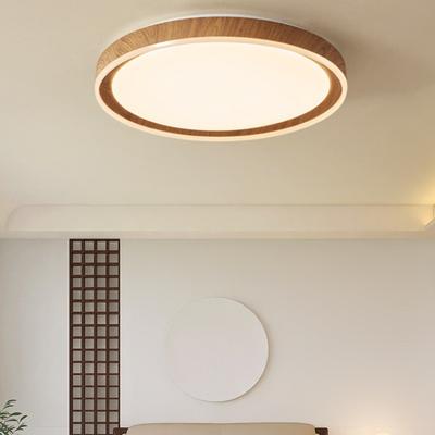 Wood Grain Bedroom LED Ceiling Light Nordic Round Ceiling Light Corridor Aisle Lamp Creative Living Room Center Light