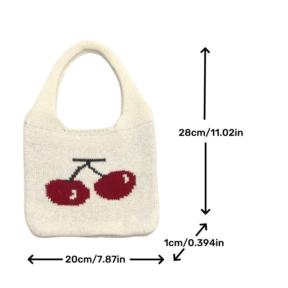 Chic Cherry Knitted Handbag: Versatile Small Hand-Held Bag for Women