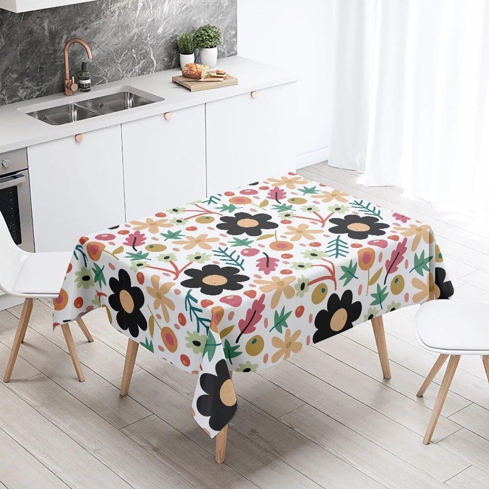 Plant Floral Rectangular Tablecloth Waterproof and Oil Resistant Wedding Party Decoration Restaurant Table Kitchen