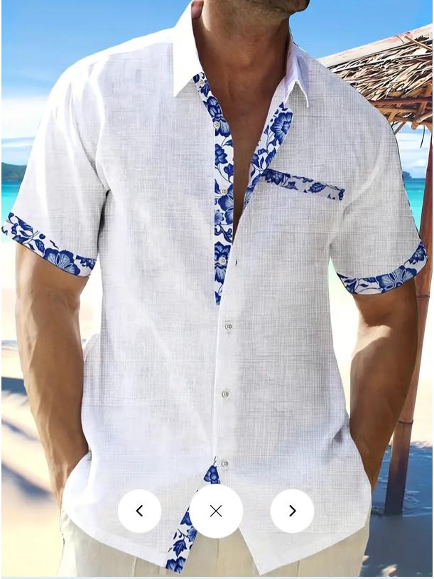 YPRS Men's 2026 Summer Floral 3D Print Short-Sleeved Beach Shirt