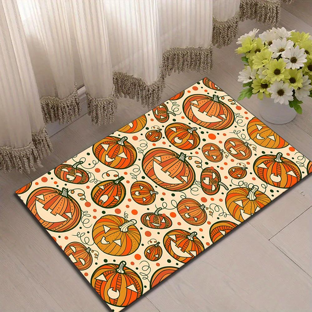1pc Halloween Pumpkin Design Area Rug - Polyester 3D Printed Carpet, Durable  Crystal Velvet, Large Size, Versati