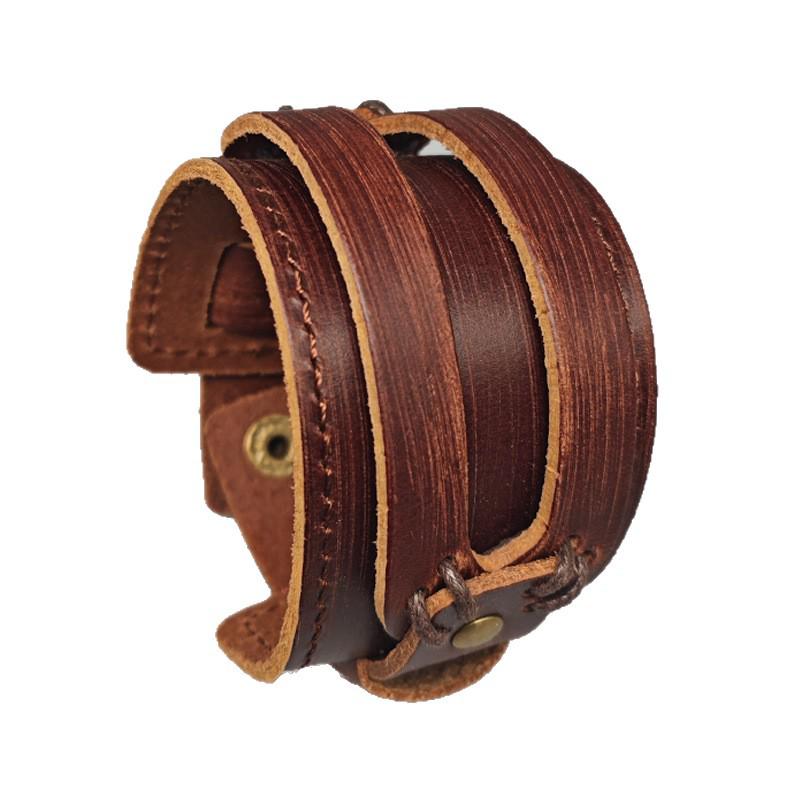 Übertriebenes breites Retro-Armband aus distressedem Rindsleder für Herren - Europäisch-Amerikanischer Stil