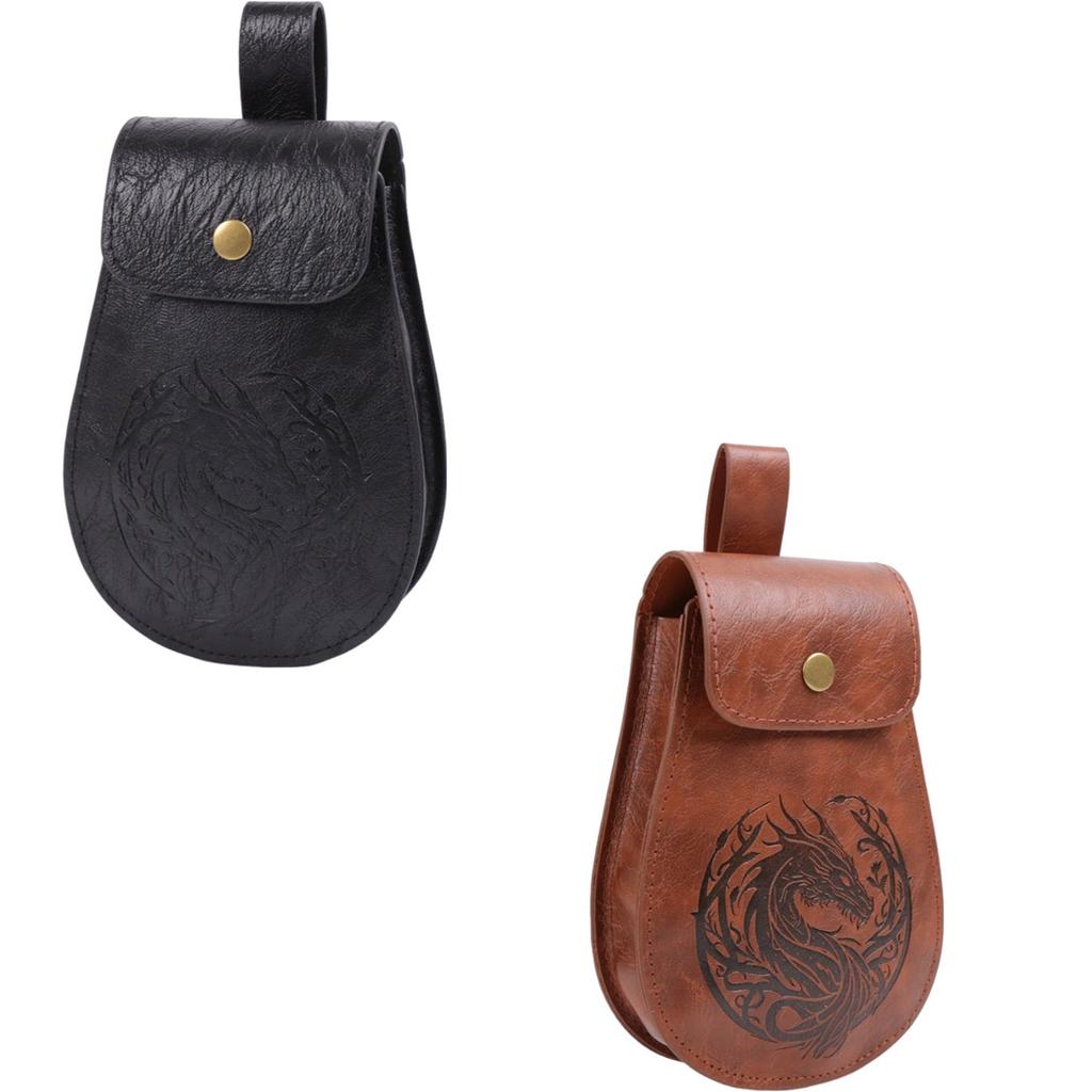Medieval Belt Bag With Adjustable Strap For Coins Keys Essential PU Leather Waist Bag Unisex Cosplay Costume Accessory