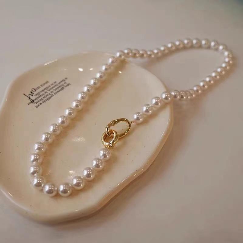 High Grade Gray Imitation Pearl Beaded Chain Bead Necklace For Women's 2026 Fashion Jewelry Set Luxurious Accessories for Girls