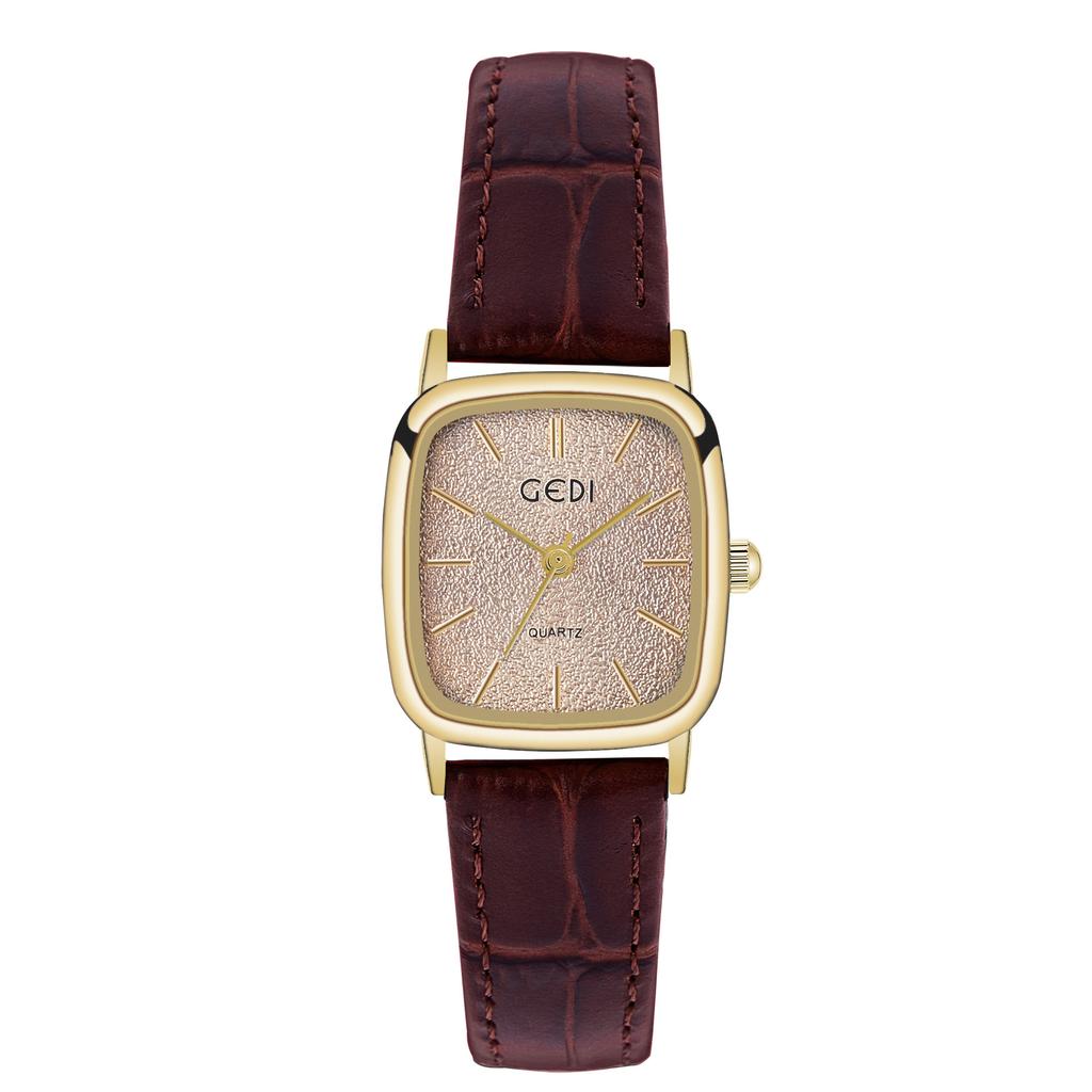 Exquisite, Small, High-Value Women'S Watch, Small Sugar Cube, High-End Quartz Watch, Women'S Retro Leather Watch