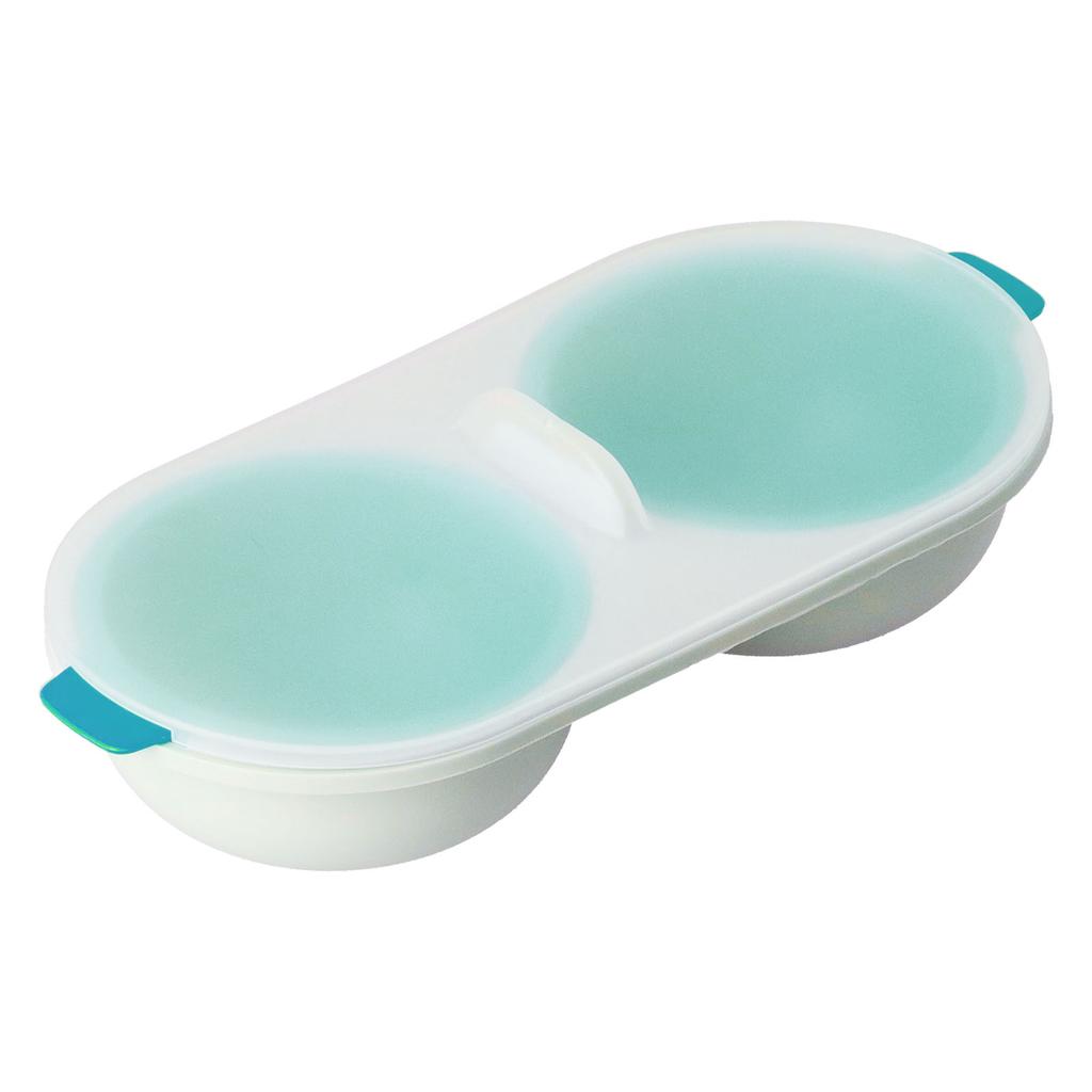 Microwave Egg Cooker Food Grade PP Removable Drain Basket Egg Cooker for Microwave Boiled EggsBlue