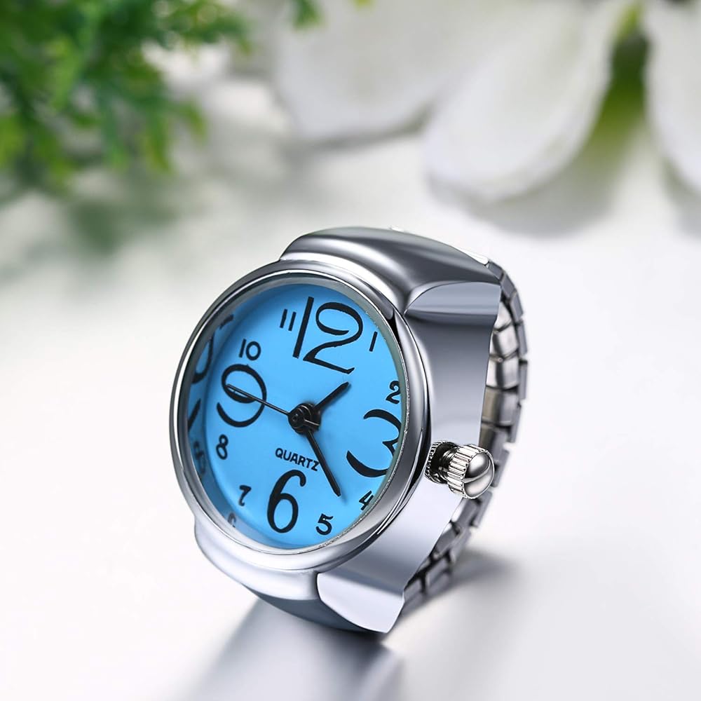 Jewelrywe Stainless Steel Analog Quartz Watch Ring Waterproof Free Size Business Casual Fashion Accessory