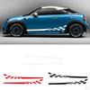 2pcs Car Body Kit Checkered Flag Side Stripes Decorations Red