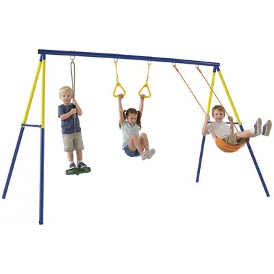 Swing Frame Up To 150 Kg 3-in-1 Kids Swing with Classic Swing, Gymnastic Rings, Standing Swing, 285x160x181 Cm