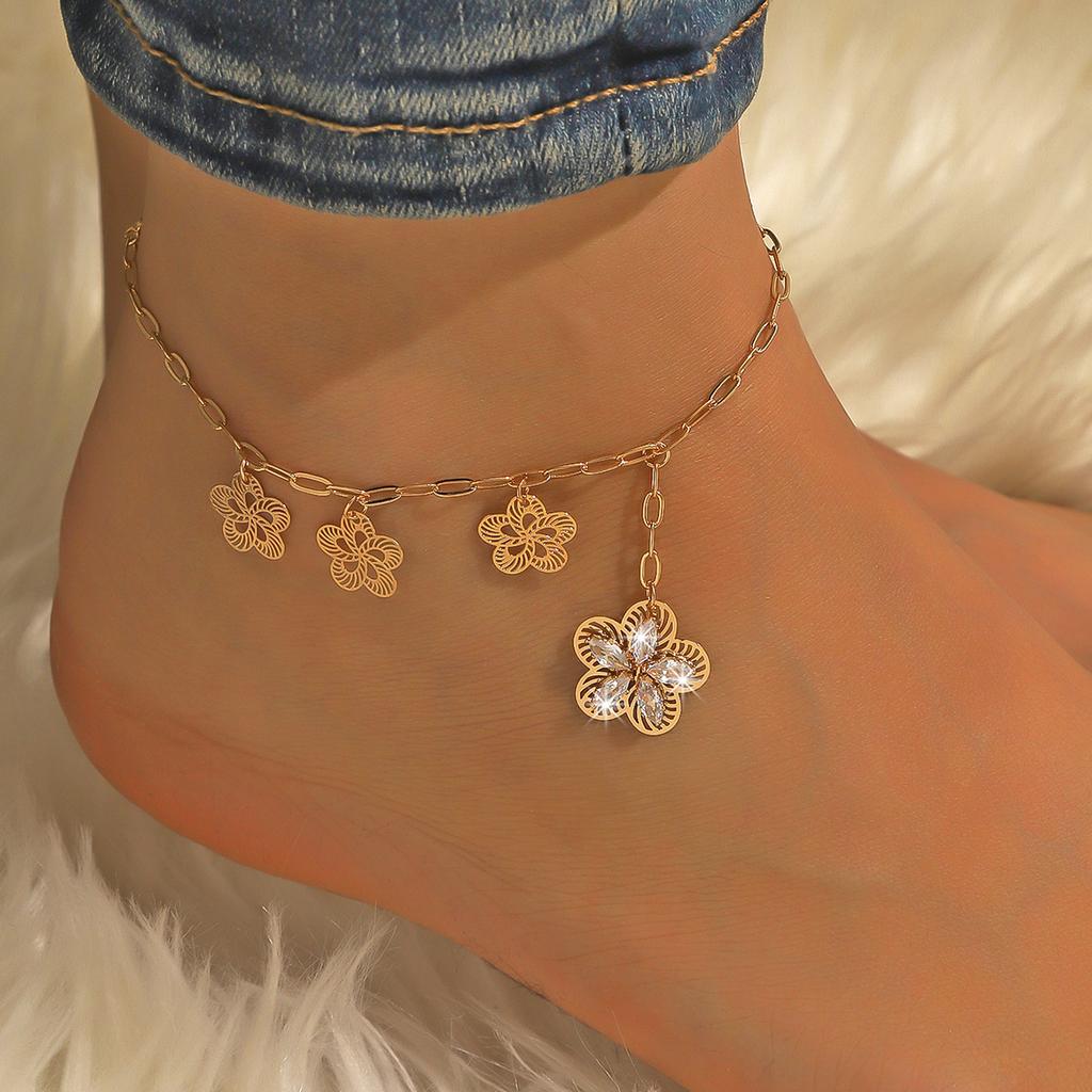 1 buc Pandantiv Floare la Modă pentru Femei, Lanț de Picior, Accesoriu Zircon, Potrivit pentru Întâlnire, Petrecere, Cadou Festival -6051