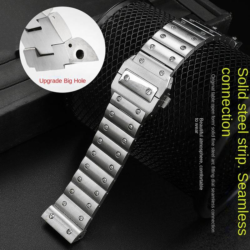 ONE20mm 23mm Massives Edelstahl-Uhrenarmband für Cartier WSSA0009 Santos 100 Hochwertiges Armband Santos100 Herren-Gold-UhrenketteMN