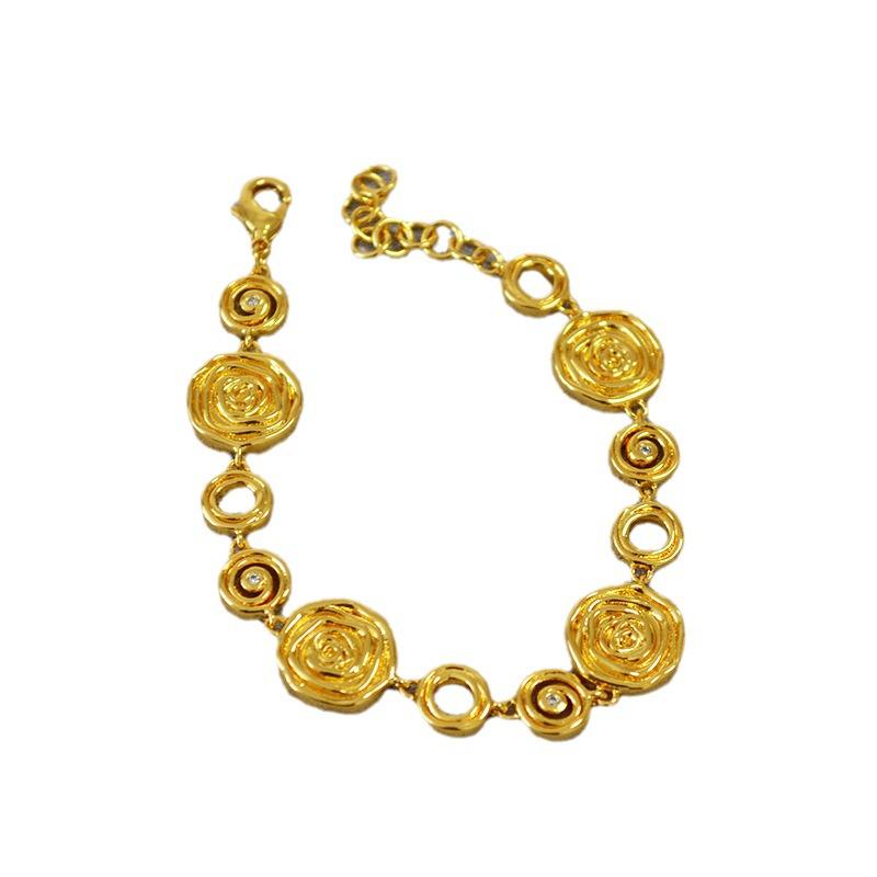 Vintage Mid-Century Style Gold-Plated Brass Growth Ring Bracelet