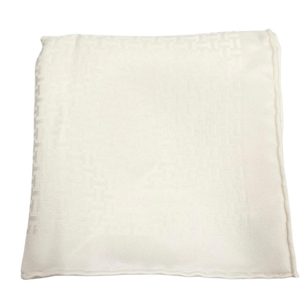 Excellent HERMES handkerchief Upside Down All-over pattern pocket square white Used